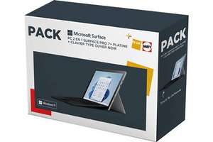 Pack tablette tactile 12.3" Microsoft Surface Pro 7 Plus (i5-1135G7, 8 Go RAM, 128 Go SSD) + Clavier type cover