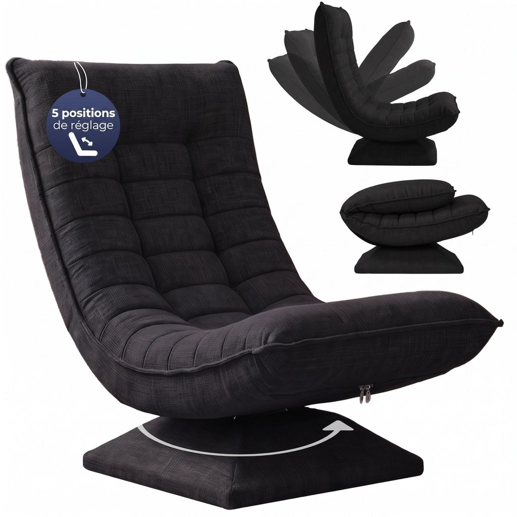 Fauteuil Tout Confort Casaria Pivotant 360° - Noir (Vendeur Tiers)