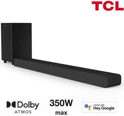 Barre de son TCL TS8132 avec caisson de basses sans fil - Dolby Atmos 3.1.2, 350W (via ODR 40€)
