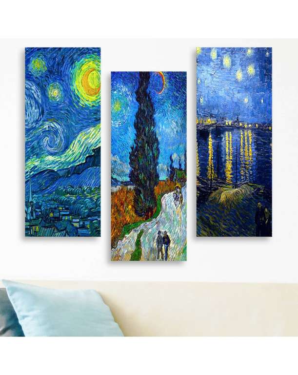 Sélection de Tableaux en promotion - Ex : Tableau Van Gogh 3 Pièces - 70 x 50 cm