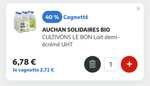 Pack de 6 Bouteilles de Lait Bio - 6 x 1litre (via 2.71€ sur la carte) - Montgeron Vigneux (91)