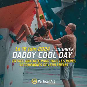 Entrée gratuite à la salle d’escalade Vertical’Art pour les papas accompagnés de leur(s) enfant(s) le 16 juin – Différentes villes