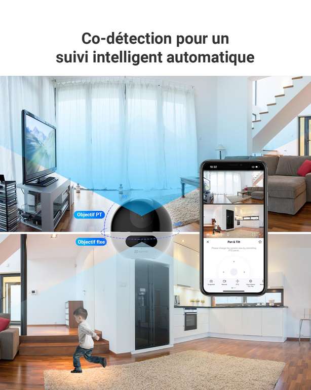 Caméra de sécurité Ezviz C7 - Wi-Fi panoramique et inclinable à double objectif (Vendeur Tiers)