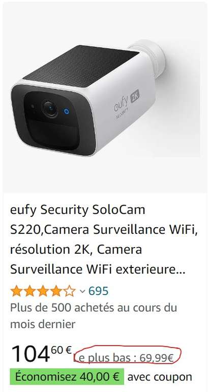 Eufy Security Solo Outdoor Cam E220, Caméra De Sécurité Extérieure