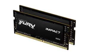Kit mémoire RAM Kingston Fury Impact KF432S20IBK2/64 - 64 Go (2 x 32 Go), DDR4, SODIMM, 3200MHz, CL20 (Ordinateur portable)
