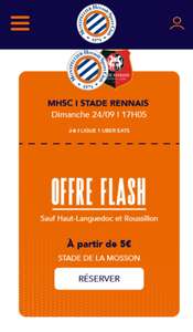 Place pour le match de foot MHSC/Stade Rennais le dimanche 24/09 à partir de 5€ (mhscfoot.com)
