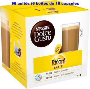 Pack de 96 capsules Nescafé Dolce Gusto Ricoré Latte - 6 x 16 capsules