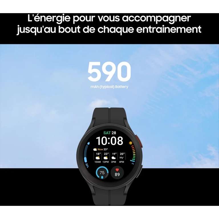 [Unidays, Macif, Ulys, The Corner] Montre connectée Samsung Galaxy Watch5 Pro - bluetooth, 45mm, Noir (Via ODR de 100€)