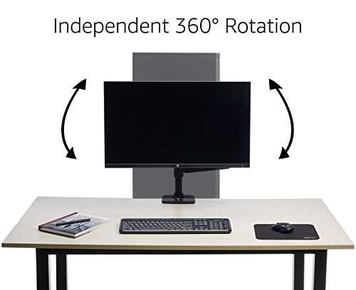 Support de Moniteur Simple Amazon Basics avec bras réglable en hauteur, rotation à 360 degrés - Max 32" et 11.2 Kg