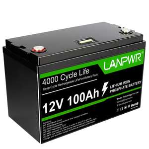 Sélection de batteries LANPWR LiFePO4 - Ex : Batterie 12V / 100Ah, 1280 Wh (Entrepôt EU)
