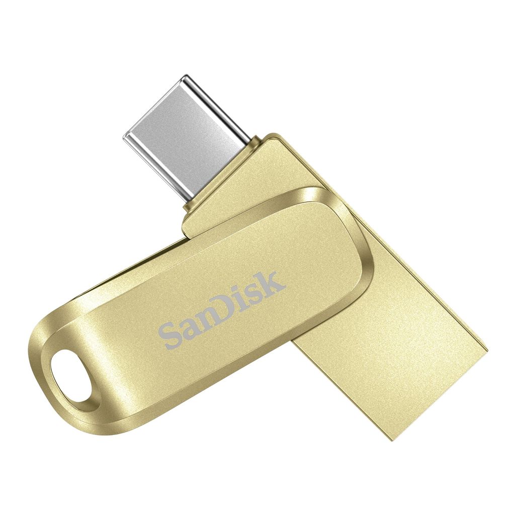Clé USB SanDisk 128 Go Ultra Dual Drive Luxe - Entièrement Métallique, avec Connecteurs USB Type-C et USB Type-A Réversible, Or