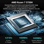 Mini PC NiPoGi - Ryzen 7 3750H, RX Vega 10, 16Go DDR4, 256Go SSD, Sorties DP, HDMI (4K @ 60 Hz), Windows 11 Pro (Vendeur Tiers)