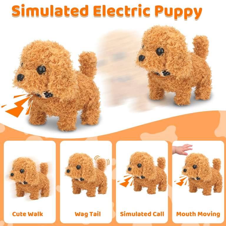 Chien Jouet Peluche Robot Qui Marche, Aboie Et Lèche - Interactif Avec Laisse Pour Enfants 3+ Ans