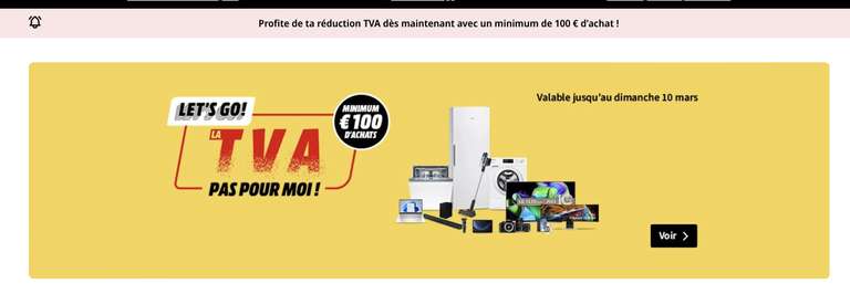 TVA offerte dès 100€ à MediaMarket (Frontalier Belgique)