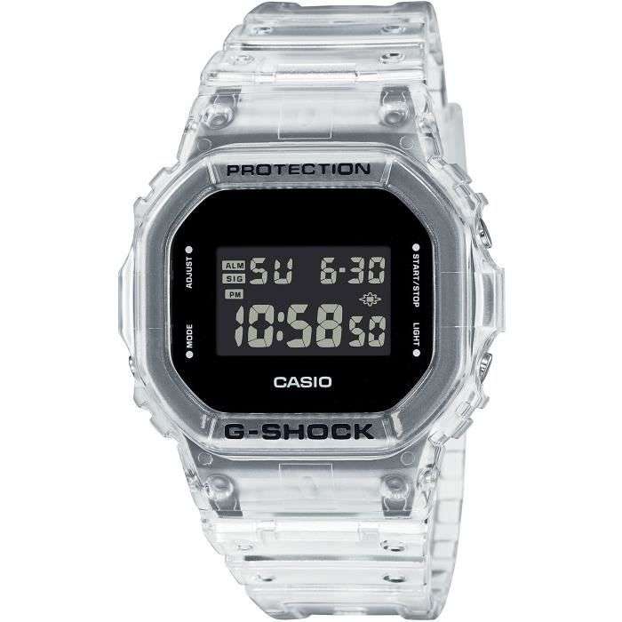 Montre digitale Casio G-Shock Skeleton DW-5600SKE-7ER - Acier inox, résine transparent, étanchéité 20 bars
