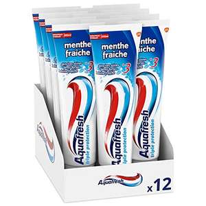 Lot de 12 tubes de dentifrice Aquafresh Triple Protection Menthe