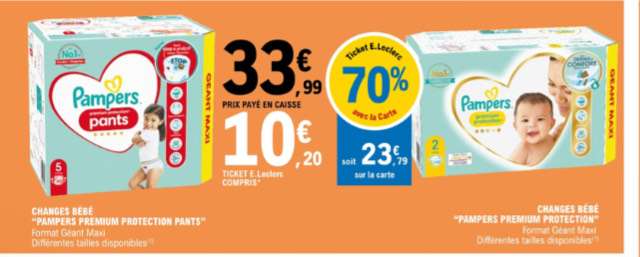 Changes bébé Pampers Premium Protection Pants (via 23;79€ en Ticket Leclerc)
