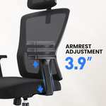 Chaise de bureau ergonomique Noblewell - Soutien lombaire, Appuie-tête et accoudoirs réglables, Mode à bascule - Noir (Vendeur tiers)
