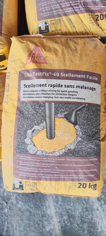 Micro-béton pour scellement facile SIKA FastFix-60 - 20 Kg (Garges-lès-Gonesse 95)