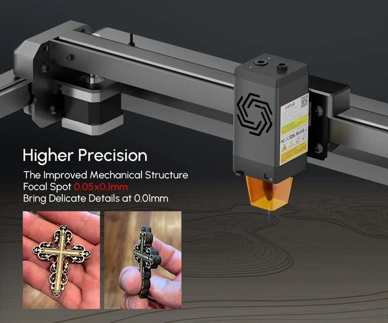 Graveur laser Ortur Master 3 (10W, 400x400 mm, 20000 mm/min) + Plateforme Ortur LEP1.0 (448x400 mm) offerte (Entrepôt EU)