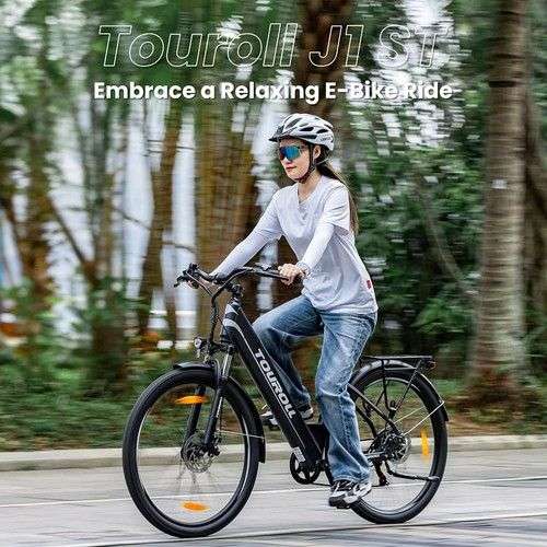 Vélo de trekking Touroll J1 ST 27,5' moteur 250 W, 36 V 15,6 Ah, autonomie max 100 km, écran LCD 1,8" Frein à disque Shimano 7 vitesses