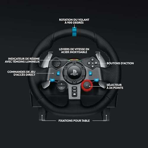 Volant Logitech G29 Driving Force + Pédalier + Boite de vitesses –