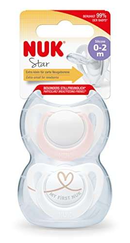 Lot de 2 tétines NUK Star - En silicone, sans BPA, pour nouveau-né de 0 à 2 mois, Rose