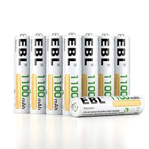 Lot de 8 piles rechargeable EBL AAA/HR03 NiMh 1100 mAh (Vendeur Tiers)