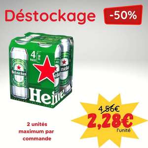 2 Packs de bière blonde Heineken 4x50cl (soit 8x50cl), livraison incluse par Chronopost