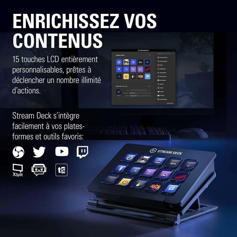 Contrôleur Elgato Stream Deck - 15 Touches LCD Personnalisables