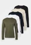 Pack de 5 T-Shirts à manches longues Pier One - 100% Coton, Tailles S à 6XL