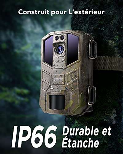 Caméra de chasse avec vision nocturne Izeeker - 4K 30fps 48MP, Carte SD 32 Go et 4 Piles AA (Via coupon - Vendeur Tiers)