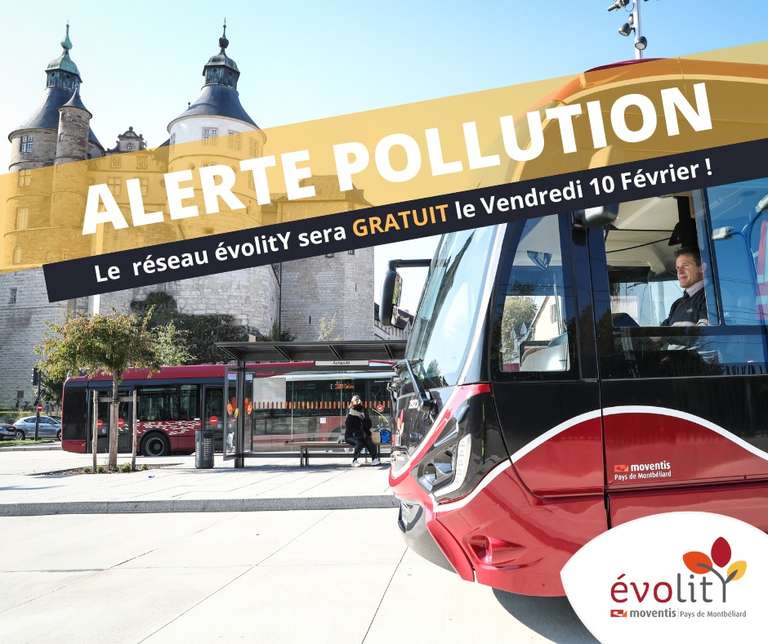 [Pic de pollution] Gratuité des transports vendredi 10 février - Pays de Montbéliard Agglomération, Grand Besançon (25)