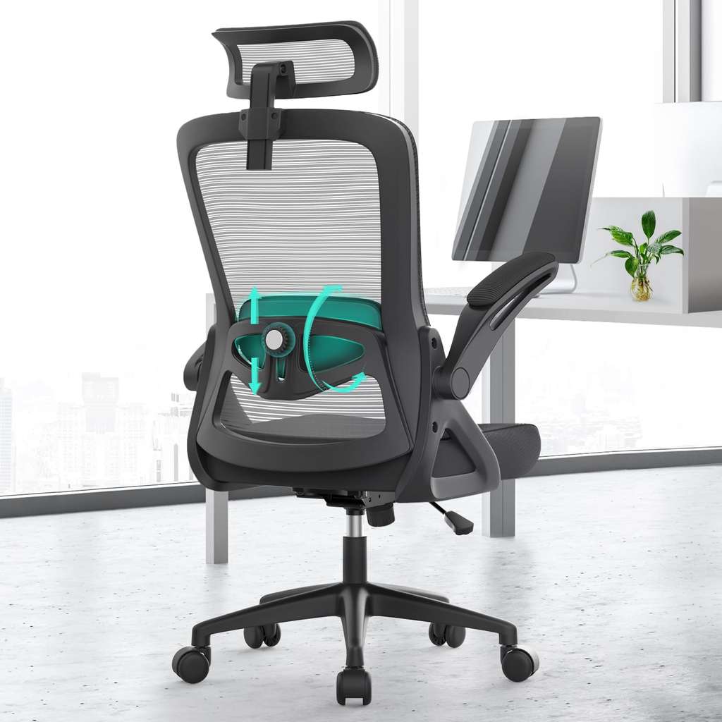 Sihoo chaise de bureau ergonomique, accoudoirs réglables, charge max. 150kg  ~ revêtement gris, piétement noir - Conforama