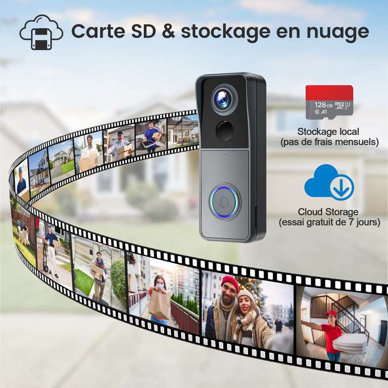 Sonnette XTU 1080P HD avec Caméra Exterieur Etanche, sans Fil avec Carillon  Détection de Mouvement PIR (Via Coupon - Vendeur Tiers) –