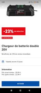 [Via application] Chargeur de batterie double Parkside 20v (via coupon)