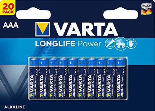 Pack de 20 piles AAA Varta Longlife Power (via abonnement)