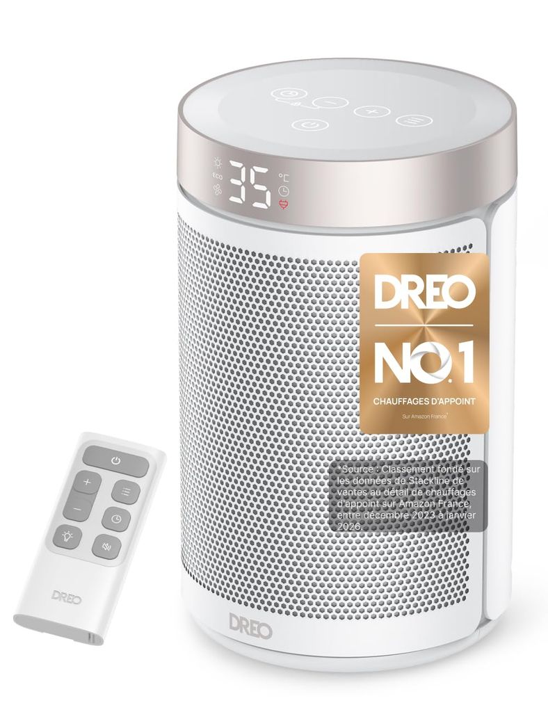 Chauffage d’appoint Dreo - 1500W, Wi-Fi, compatible Alexa, thermostat, mode ECO