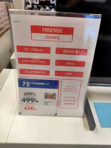 TV 55" Hisense 55U6KQ - ULED Mini-LED, 4K UHD, 50 Hz, HDR, Dolby Vision, Smart TV (via 75€ sur Carte Fidélité)