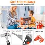 Kit d'outils de 48 pièces pour enfant - Perceuse électrique, marteau, scie, sac à outils, ceinture à outils, ruban à mesurer (Vendeur Tiers)