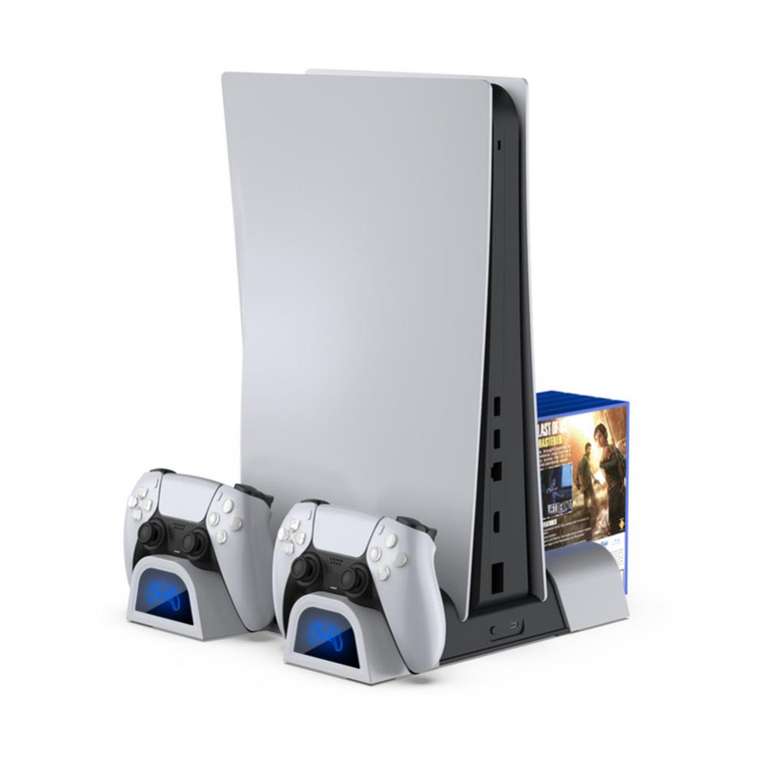 Station de charge verticale pour console de jeu PS5 , ventilateur Led et Station de charge pour manettes