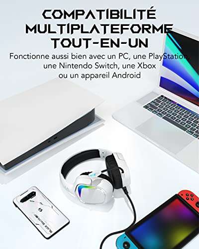 [Prime] Casque-Micro Black Shark Goblin X1 RGB pour PC, PS4/PS5, Xbox, Switch - Blanc, Noir ou Rose (Vendeur tiers)
