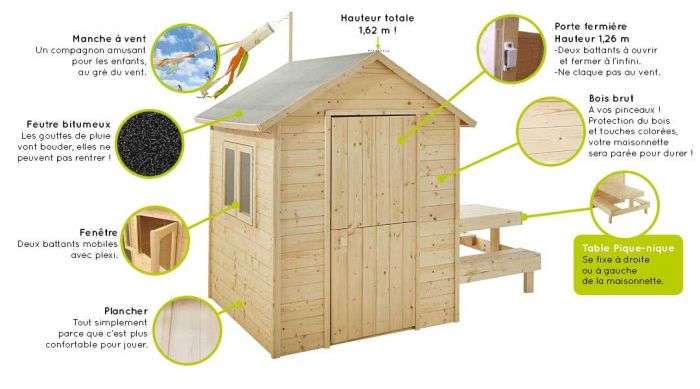 Cabane en bois pour enfants avec table Tiana (soulet.com)