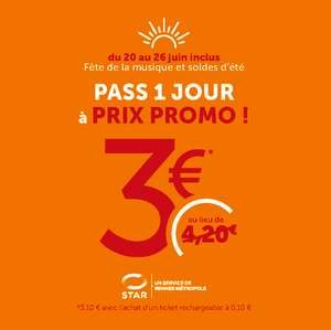 Pass 24h sur les bus et métro du réseau STAR - Rennes (35)