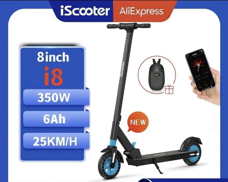 Trottinette électrique IScooter i8 - 350W, 36V, 6Ah, 25Km/h