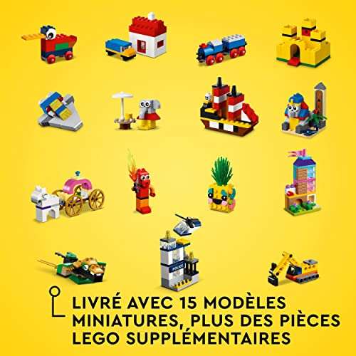 Jeu de construction Lego Classic 90 Ans de Jeu - Boîte de Briques avec 15 Mini Jouets, Château Fort et Train (11021)