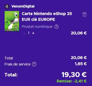 Acheter Carte Nintendo eShop 25€ Nintendo Eshop