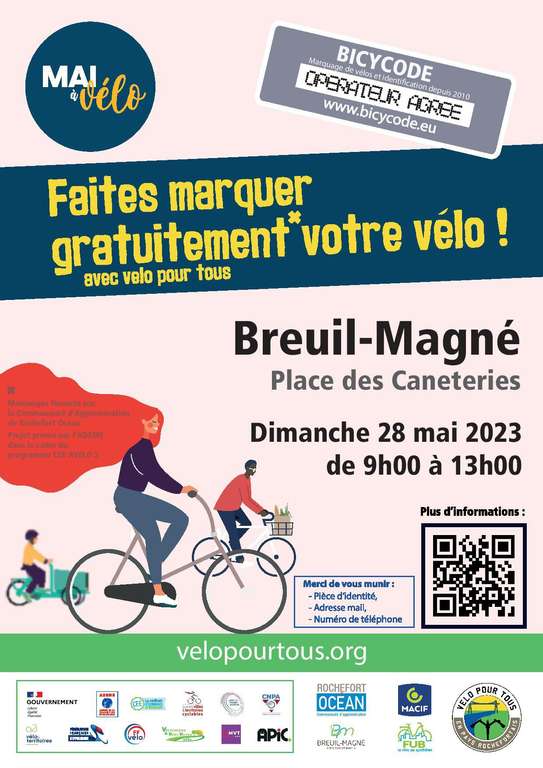 Session gratuite de marquage de vélo Bicycode - Breuil-Magné (17)
