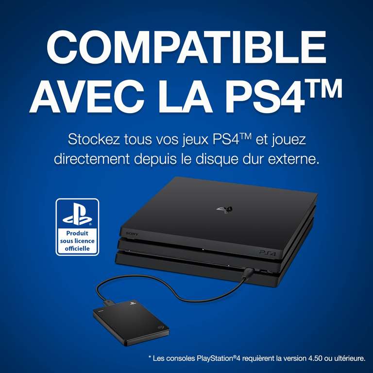 Disque Dur Externe Portable Seagate pour PS5, 4 To, Compatible avec PS4 et PS5 (STLL4000200), Noir