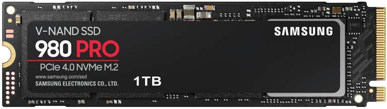 SSD interne M.2 NVMe 4.0 Samsung 980 PRO (MZ-V8P1T0BW) - 1 To, TLC 3D, DRAM, Jusqu'à 7000-5000 Mo/s (+ 4.75€ en RP - Boulanger)